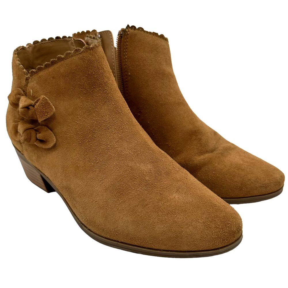 Jack Rogers Kali Tan Suede Bow Bootie Women's Size 6M Good Used Condition